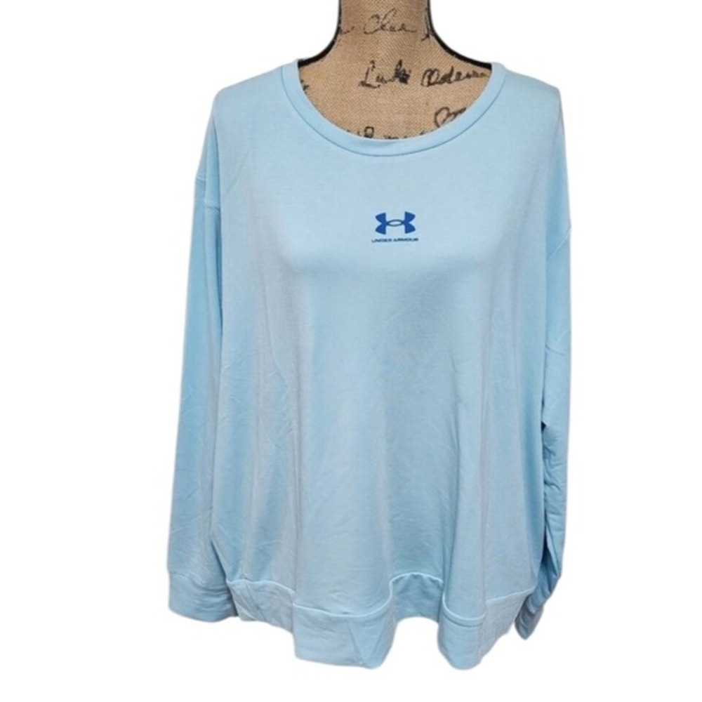 Under Armour Womens Rival‎ Terry Crew Sweatshirt Light Blue 3X Plus Long Sleeve